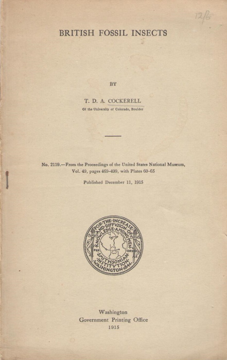 Cockerell, T.D.A. - British Fossil Insects