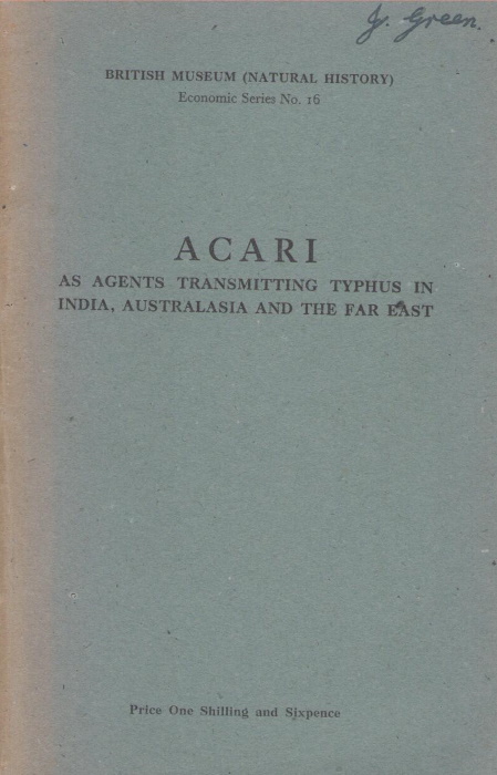 Finnegan, S. - Acari as Agents Transmitting Typhus in India, Australasia and the Far East