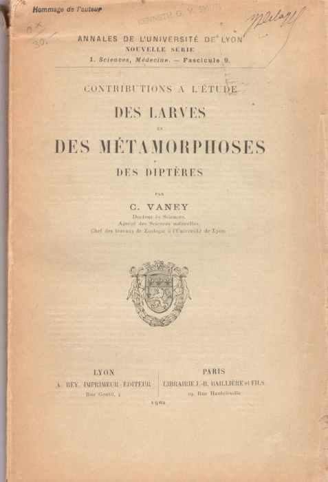 Vaney, C. - Contributions  l'tude des larves et des mtamorphoses des Diptres