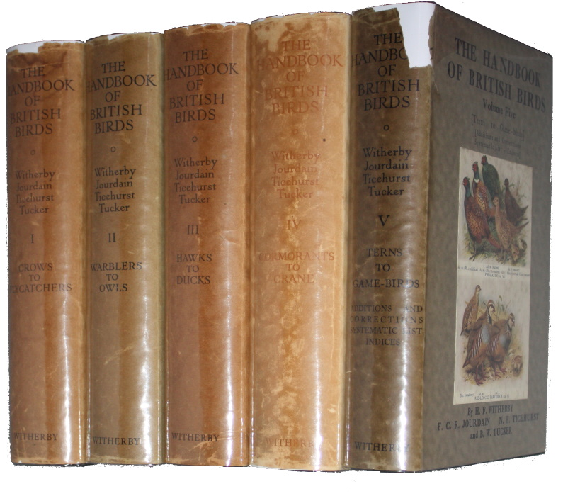 Witherby, H.F.; Jourdain, F.C.R.; Ticehurst, N.F.; Tucker, B.W, - The Handbook of British Birds. Vol. I-V