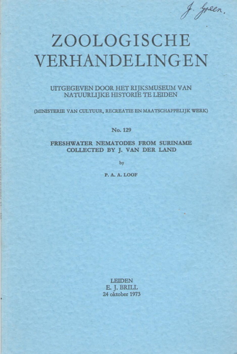 Loof, P.A.A. - Freshwater nematodes from Suriname collected by J. Van der Land