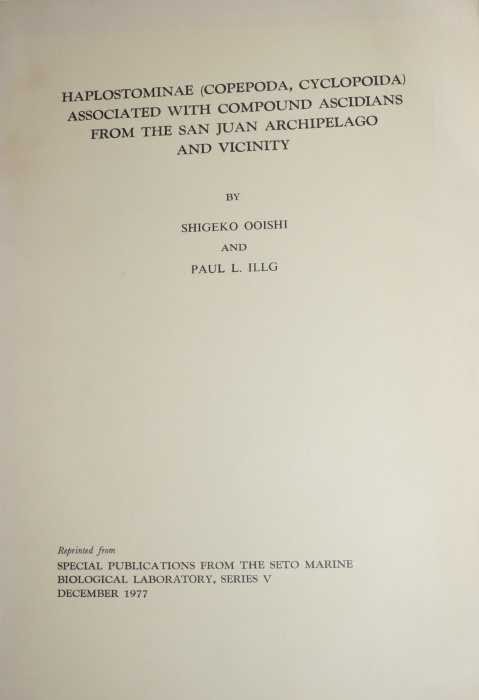 Ooishi, S.; Illg, P.L. - Haplostominae (Copepoda, Cyclopoida) associated with compound ascidians from the San Juan Archipelago and vicinity