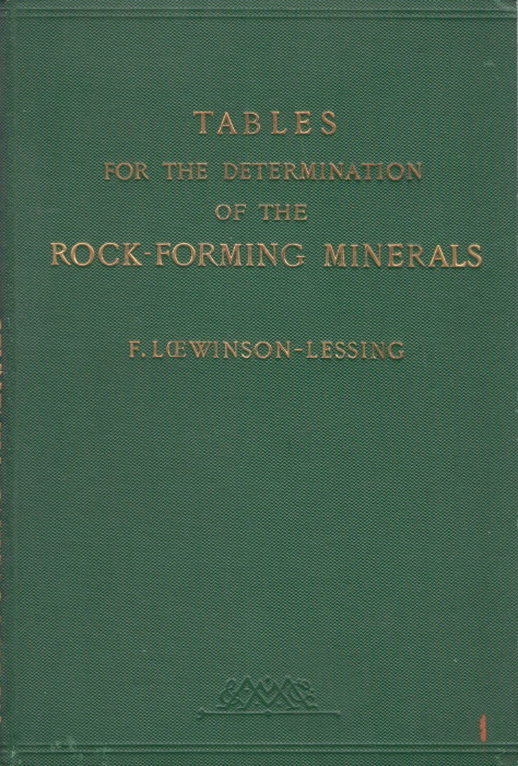 Loewinson-Lessing, F. - Tables for the Determination of the Rock-forming Minerals
