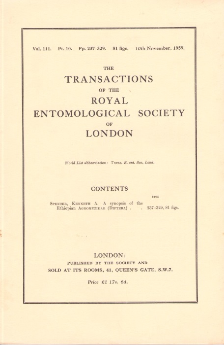 Spencer, K.A. - A Synopsis of the Ethiopian Agromyzidae (Diptera)