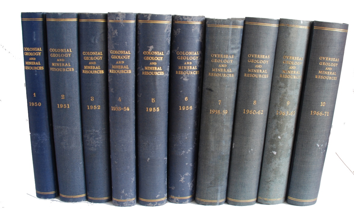 Beard, E.H. (Ed.) - Colonial Geology and Mineral Resources: The quarterly bulletin of the Colonial Geological Surveys. Vol. 1-6 [continued as] Overseas Geology and Mineral Resources. Vol. 7-10