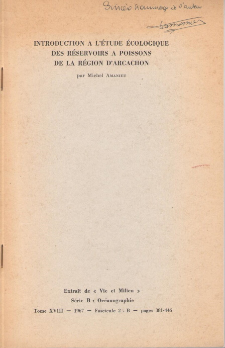 Amanieu, M. - Introduction a l'tude cologique des rservoirs a poissons de la rgion d'Arcachon