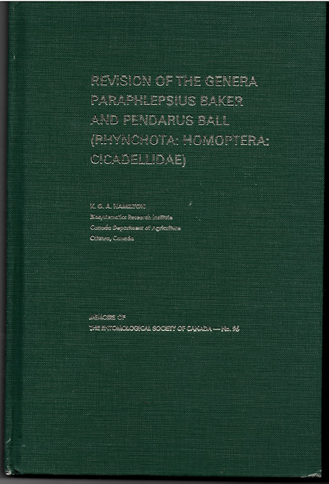 Hamilton, K.G.A. - Revision of the Genera Paraphlepsius Baker and Pendarus Ball  (Rhynchota: Homoptera: Cicadellidae)