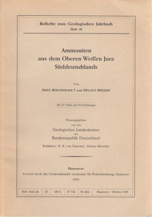 Berckhemer, F.; Holder, H. - Ammoniten aus dem Oberen Weissen Jura Sddeutschlands