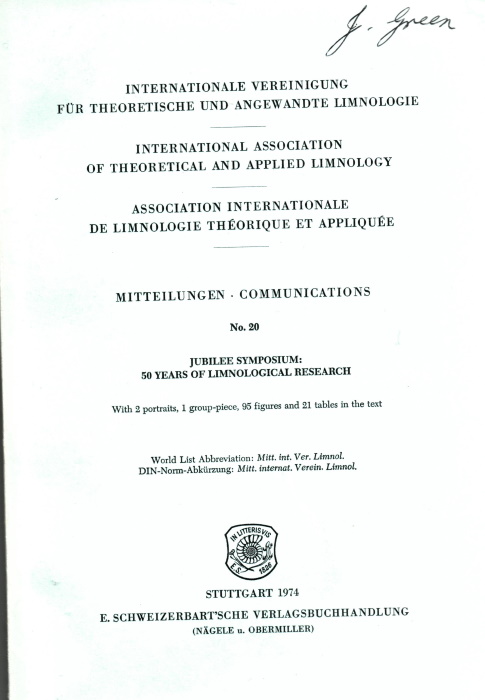 International Association of Theoretical and Applied Limnology - 50 Years of Limnological Research