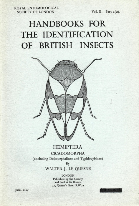 Le Quesne, W.J. - Hemiptera Cicadomorpha (excluding Deltocephalinae and Typhlocybinae) (Handbooks for the Identification of British Insects 2/2a)