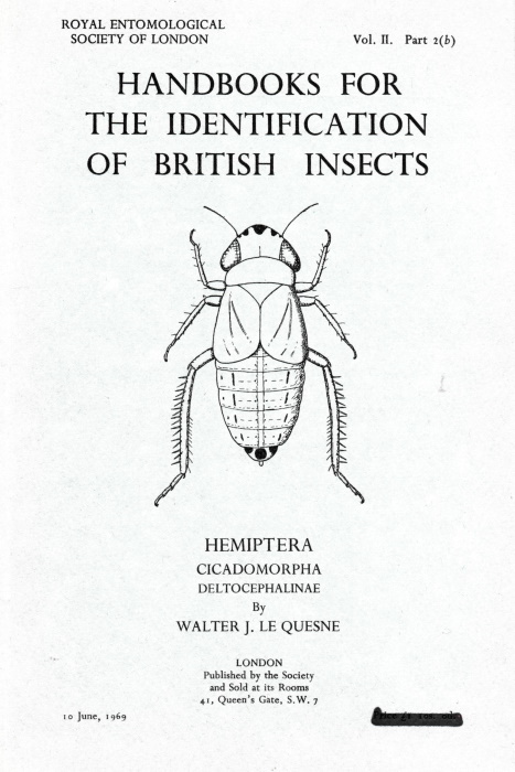 Le Quesne, W.J. - Hemiptera Cicadomorpha Deltocephalinae (Handbooks for the Identification of British Insect 2/2b)