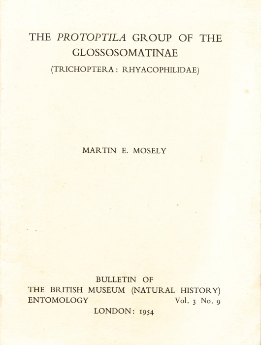 Mosely, M.E. - The Protoptila group of the Glossosomatinae (Trichoptera: Rhyacophilidae)