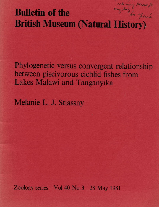 Stiassny, M.L.J. - Phylogenetic versus convergent relationship between piscivorous cichlid fishes from Lakes Malawi and Tanganyika