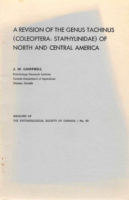 Campbell, J.M. - A Revision of the Genus Tachinus (Coleoptera: Staphylinidae) of North and Central America