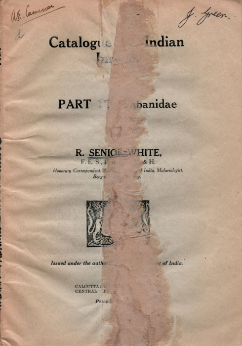 Senior-White, R. - Catalogue of Indian Insects Pt. 12 - Tabanidae