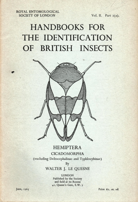 Le Quesne, W.J. - Hemiptera Cicadomorpha (excluding Deltocephalinae and Typhlocybinae) (Handbooks for the Identification of British Insects 2/2a)