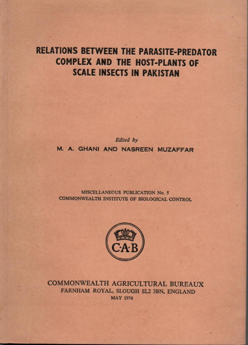 Ghani, M.A.; Muzaffar, N. - Relations between the parasite-predator complex and host-plants of scale insects in Pakistan