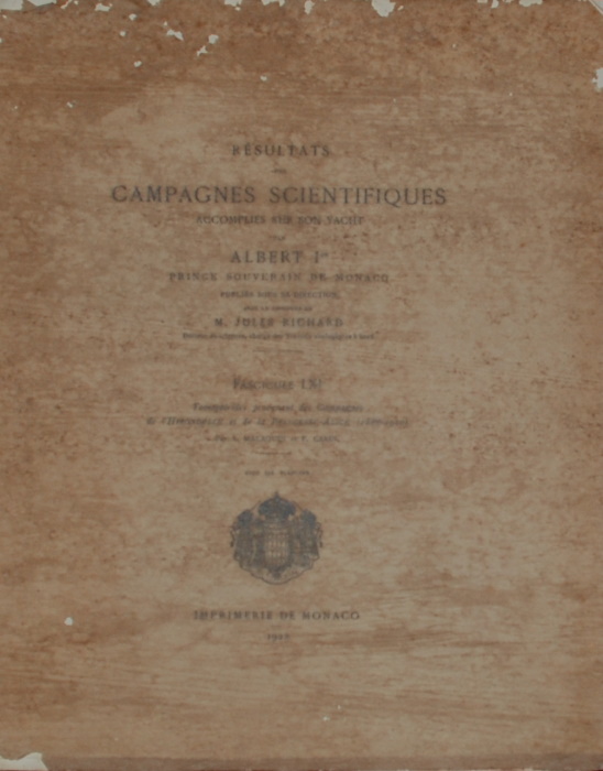 Malaquin, A.; Carin, F. - Tomoptrides provenant des Campagnes de l'Hirondelle et de la Princesse-Alice (1888-1910) (Rsultats des Campagnes Scientifiques accomplies sur son yacht par Albert Ier, Prince Souverain de Monaco, Fascicule LXI)