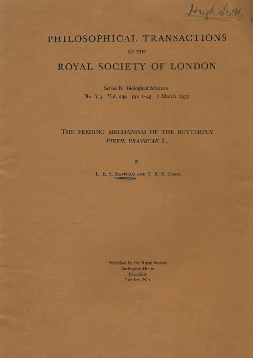 Eastham, L.E.S.; Eassa, Y.E.E. - The feeding mechanism of the butterfly <i>Pieris brassicae L.</i>