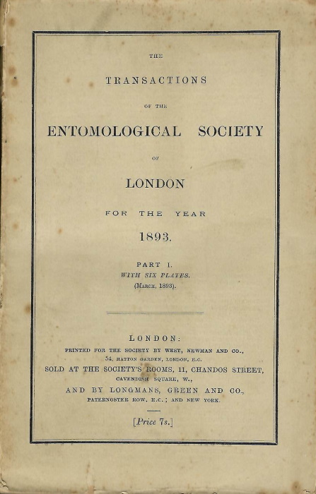  - The Transactions of the Entomological Society of London for the year 1893