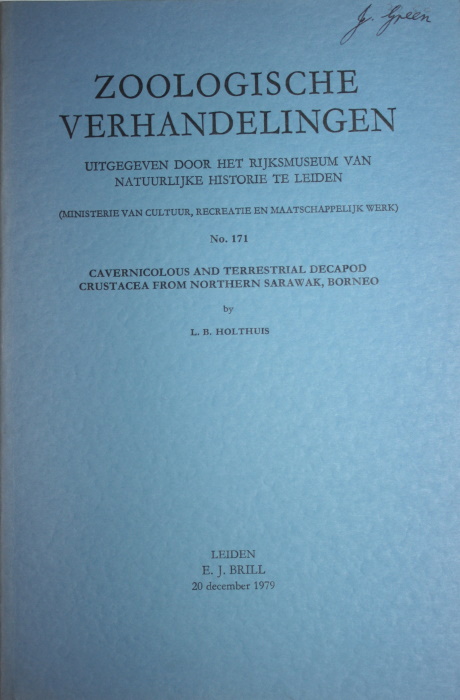 Holthuis, L.B. - Cavernicolous and Terrestrial Decapod Crustacea from Northern Sarawak, Borneo