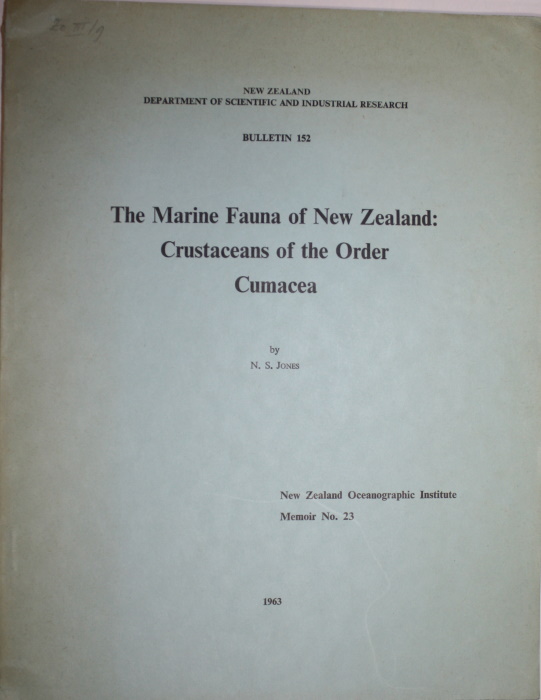 Jones, N.S. - The Marine Fauna of New Zealand: Crustaceans of the Order Cumacea