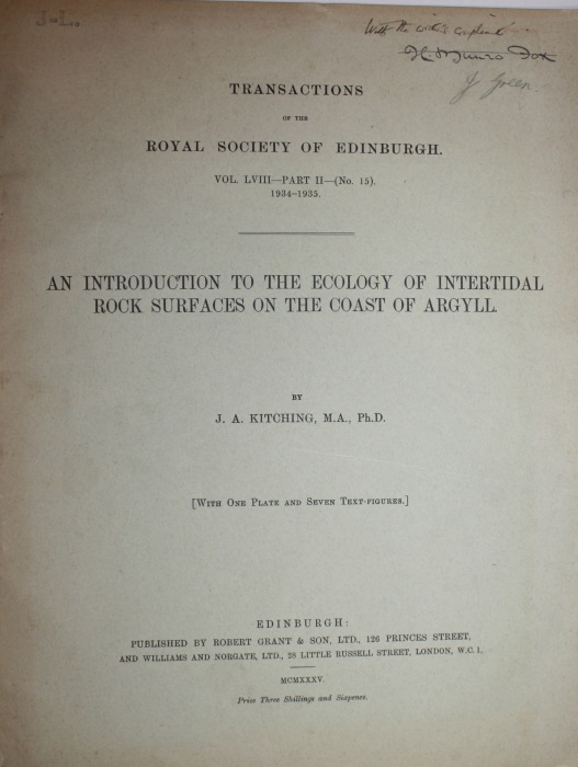Kitching, J.A. - An Introduction to the Ecology of Intertidal Rock Surfaces on the Coast of Argyll