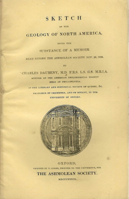 Daubeny, C. - Sketch of the Geology of North America being the substance of a Memoir read before the Ashmolean Society Nov. 26, 1838