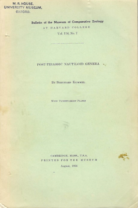 Kummel, B. - Post-Triassic Nautiloid Genera