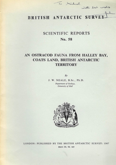 Neale, J.W. - An ostracod fauna from Halley Bay, Coats Land, British Antarctic Territory