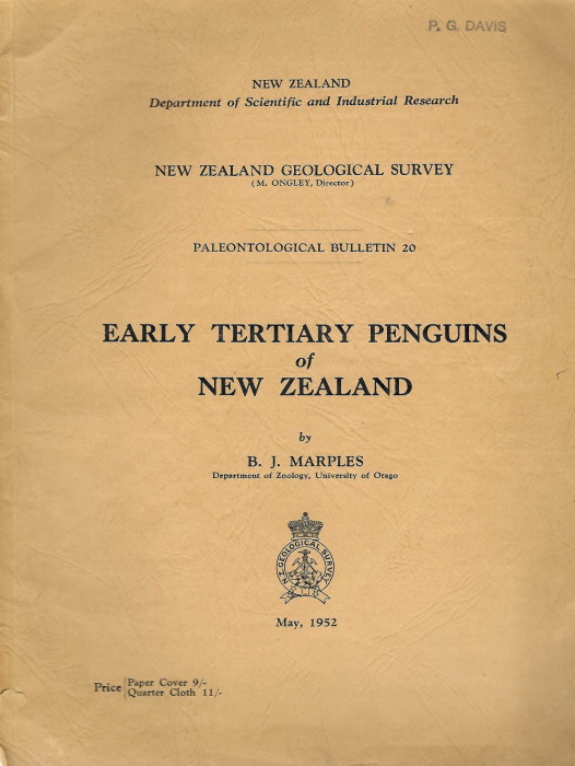 Marples, B.J. - Early Tertiary Penguins of New Zealand