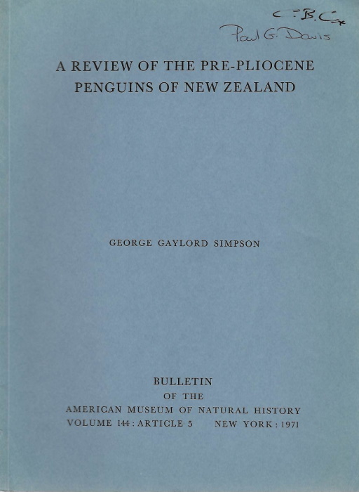 Simpson, G.G. - A Review of the Pre-Pliocene Penguins of New Zealand