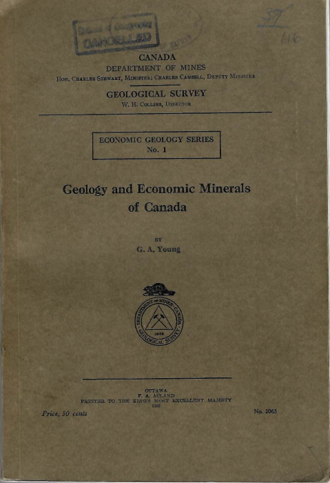 Young, G.A. - Geology and Economic Minerals of Canada: Annotated List of Economic Mineral Deposits in Canada, to Accompany Mineral Map of the Dominion of Canada, 1924