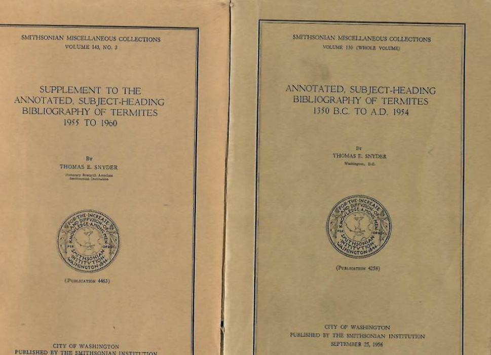 Snyder, T.E. - Annotated, Subject-Heading Bibliography of Termites 1350 B.C. to A.D. 1954: plus Supplement 1955-1960