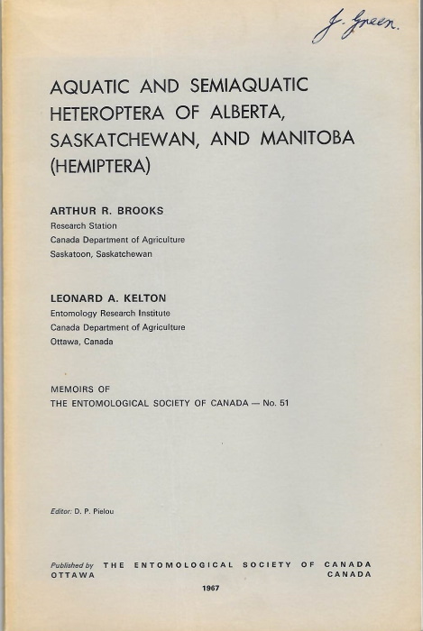 Brooks, A.R.; Kelton, L.A. - Aquatic and semiaquatic Heteroptera of Alberta, Saskatchewan, and Manitoba (Hemiptera)