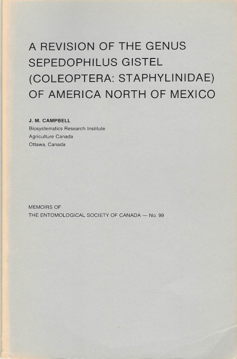 Campbell, J.M. - A Revision of the genus <i>Sepedophilus</i> Gistel (Coleoptera: Stahpylinidae) of America north of Mexico