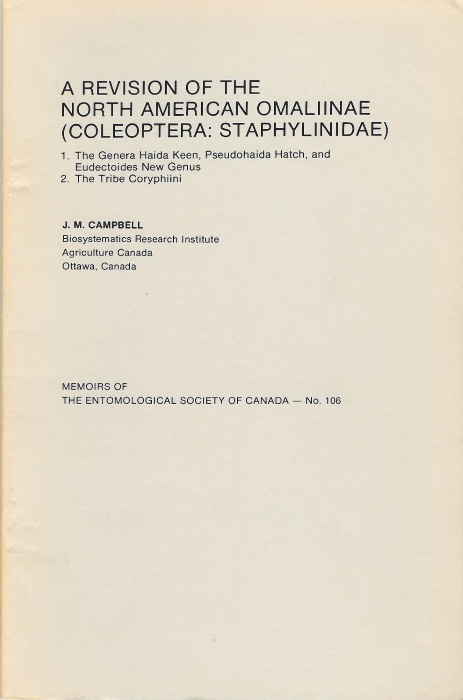 Campbell, J.M. - A Revision of the North American Omaliinae (Coleoptera: Staphylinidae)