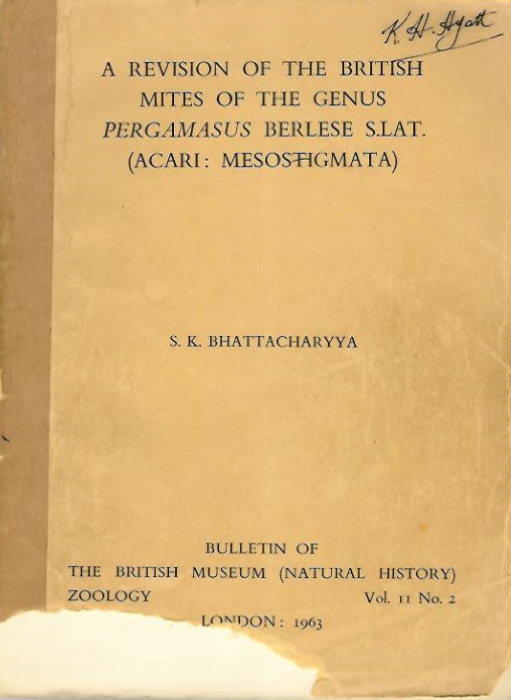 Bhattacharyya, S.K. - A Revision of the British Mites of the Genus Pergamasus Berlese S.Lat. (Acari: Mesostigmata)