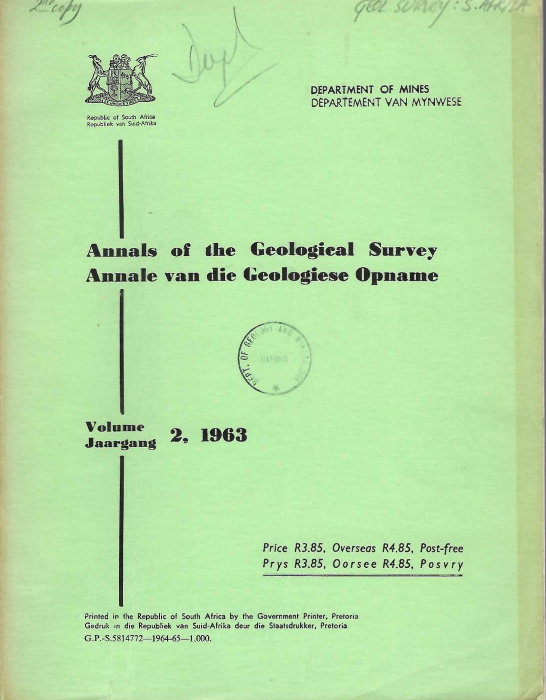  - Annals of the Geological Survey, Department of Mines, Republic of South Africa, Vol.2
