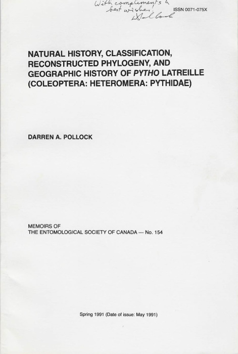 Pollock, D.A. - Natural history, classification and reconstructed phylogeny and geographic history of <i>Phyto</i> Latreille (Coleoptera: Heteromera: Pythidae)