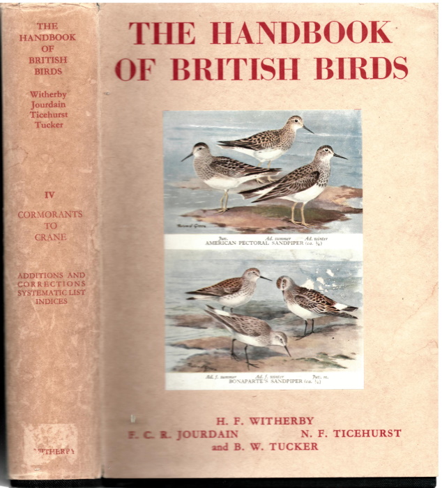 Witherby, H.F.; Jourdain, F.C.R.; Ticehurst, N.F.; Tucker, B.W, - The Handbook of British Birds. Vol. IV (Cormorants to Crane)