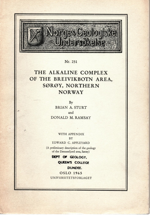 Sturt, B.A.; Ramsay, D.M. - The Alkaline Complex of the Breivikbotn Area, Sry, Northern Norway