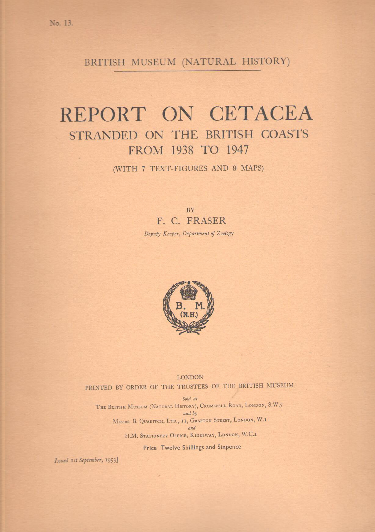 Fraser, F.C. - Report on Cetacea stranded on the British Coasts from 1938 to 1947