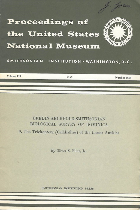 Flint, O.S. - Bredin-Archbold-Smithsonian Biological Survey of Dominica 9 the Tricoptera (Caddisflies) of the Lesser Antilles