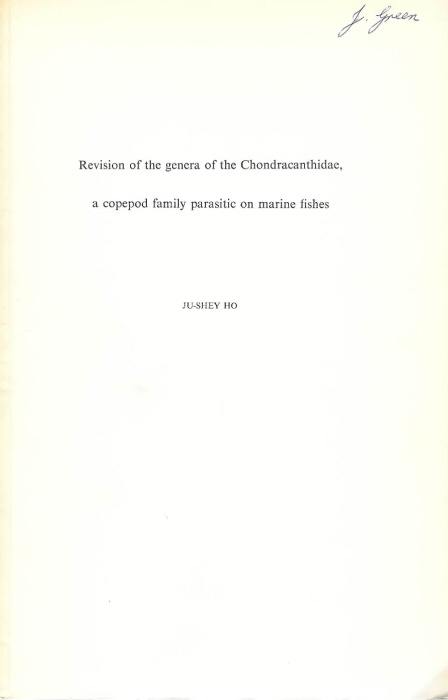 Ho, Ju-Shey - Revision of the genera of the Chondracanthidae, a copepod family parasitic on marine fishes
