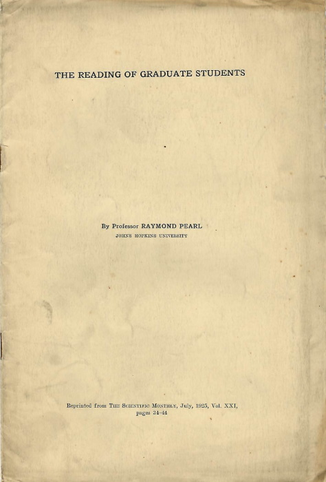 Pearl, R. - The Reading of Graduate Students