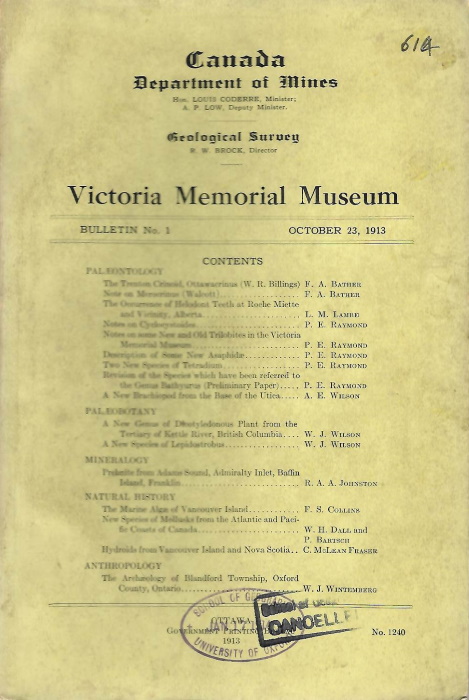 - Victoria Memorial Museum Bulletin / Victoria Memorial Museum Nos 1-2