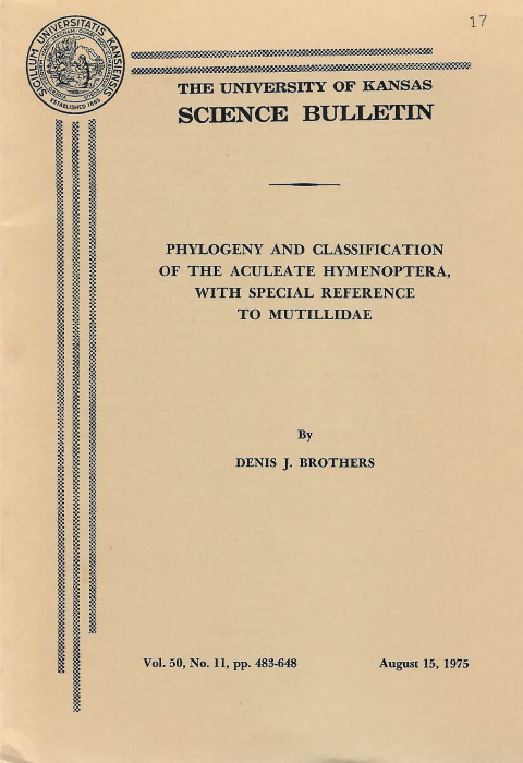 Brothers, D.J. - Phylogeny and Classification of the Aculeate Hymenoptera, with Special Reference to Mutillidae