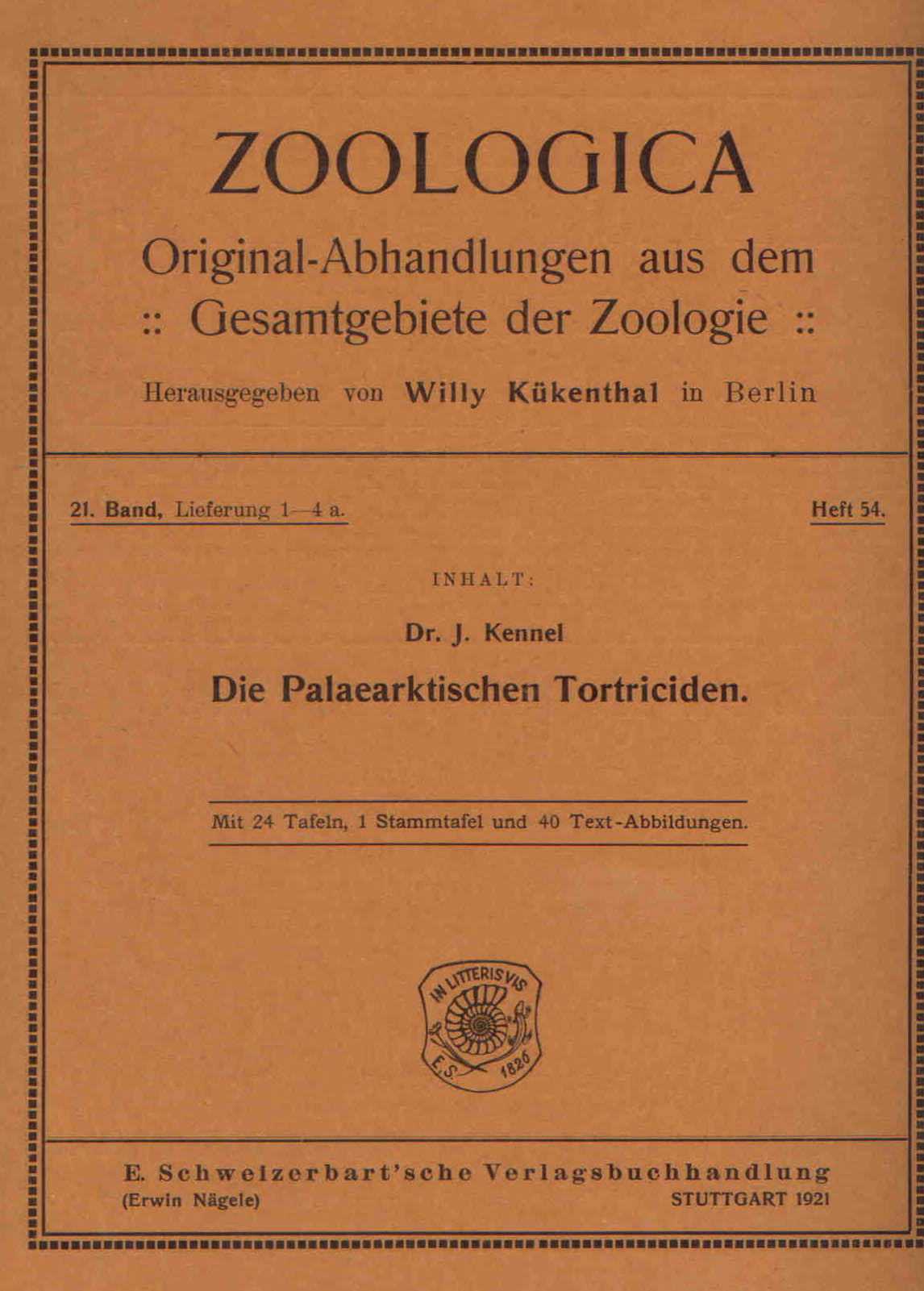Kennel, J. - Die Palaearktischen Tortriciden