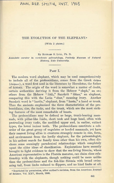 Lull, R.S. - The Evolution of the Elephant